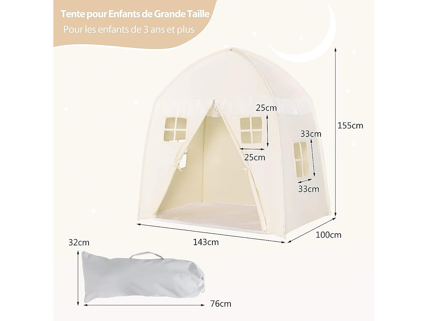 Tente de jeu pour enfants ,grande maison de jeu pour intérieur et extérieur pour enfants 3 ans +