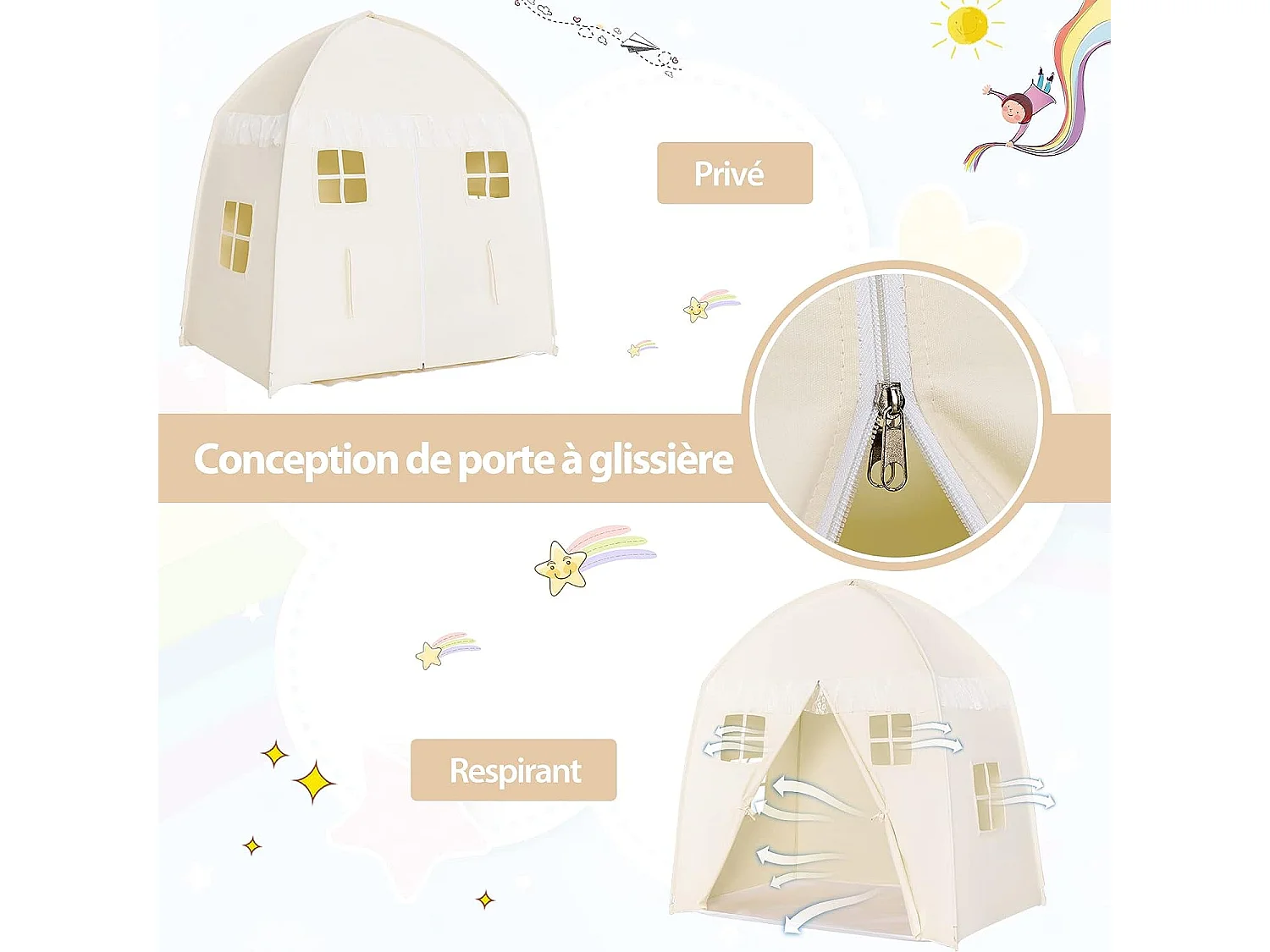 Tente de jeu pour enfants ,grande maison de jeu pour intérieur et extérieur pour enfants 3 ans +