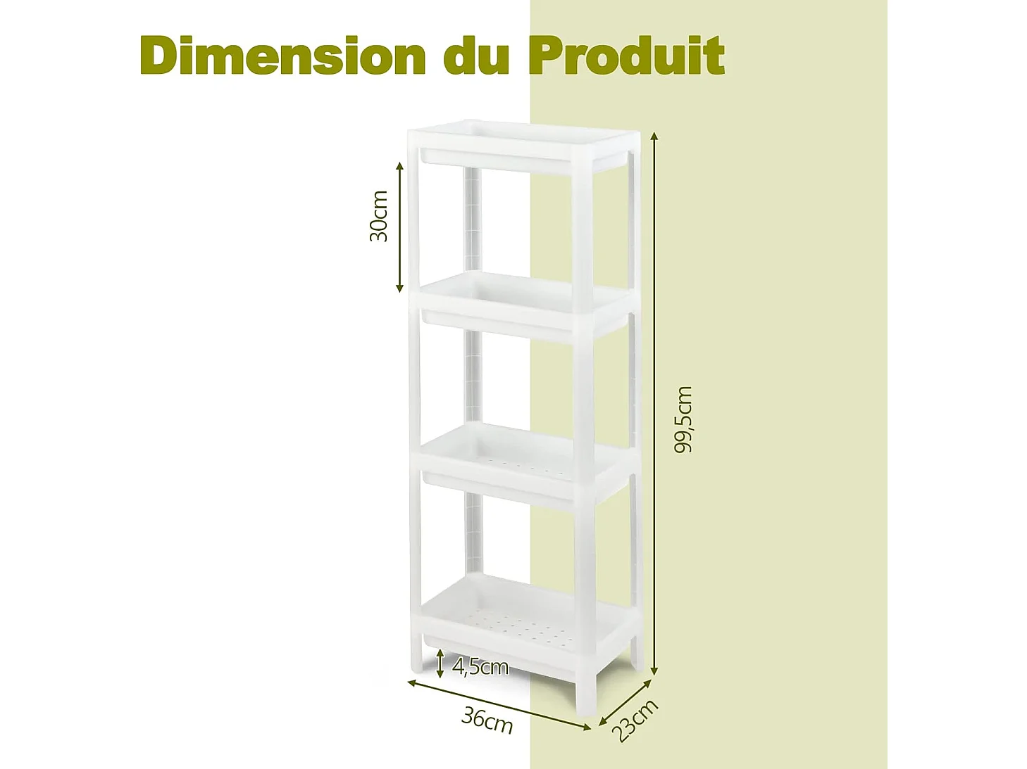 Lot de 2 Étagère Rangement Mince à 4 Niveaux, Desserte Cuisine Compacte 4 Plateaux de Support