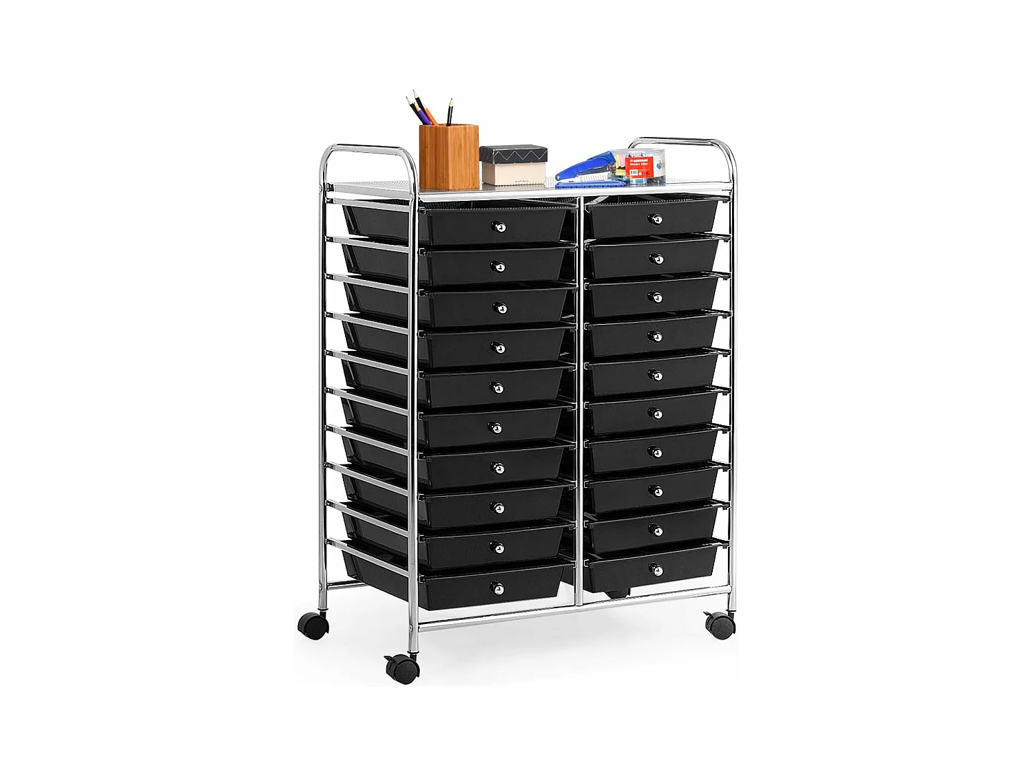 Tour de rangement sur roulettes avec 20 tiroirs 64 x 39 x 88 cm