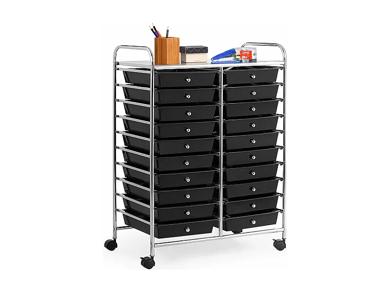 Tour de rangement sur roulettes avec 20 tiroirs 64 x 39 x 88 cm