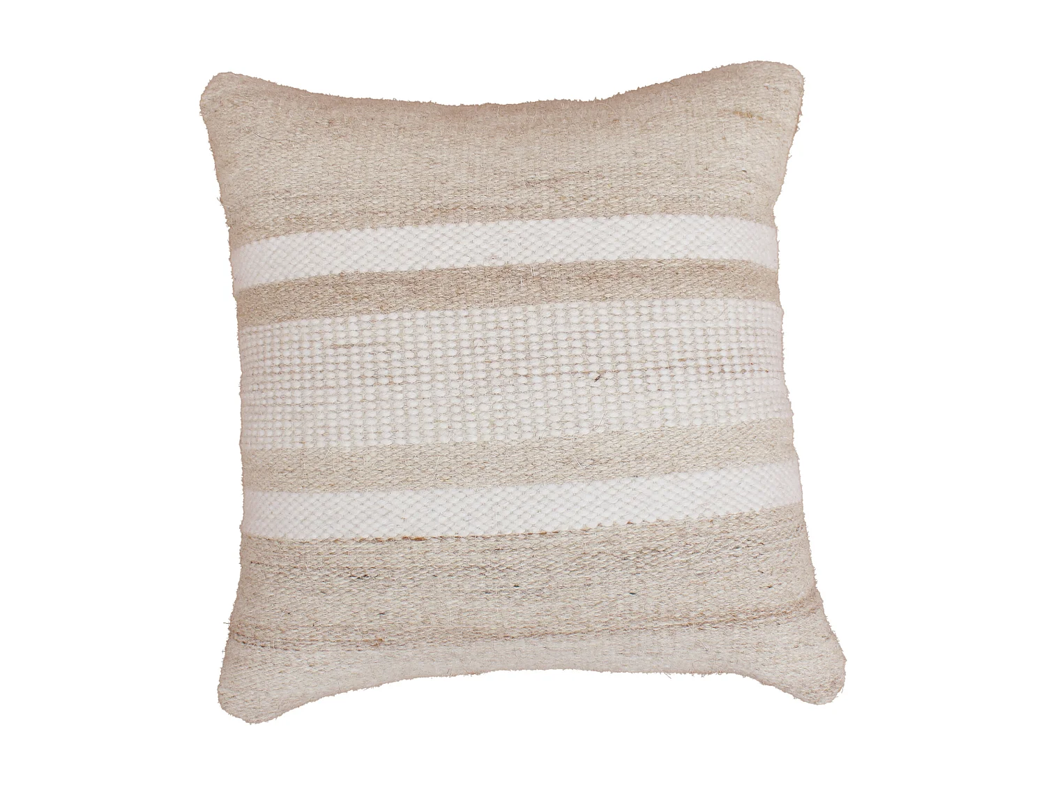 Set van 2 kussens van 100% wol, handgemaakt - 50 x 50 cm - Ivoorwit en beige - EMMA