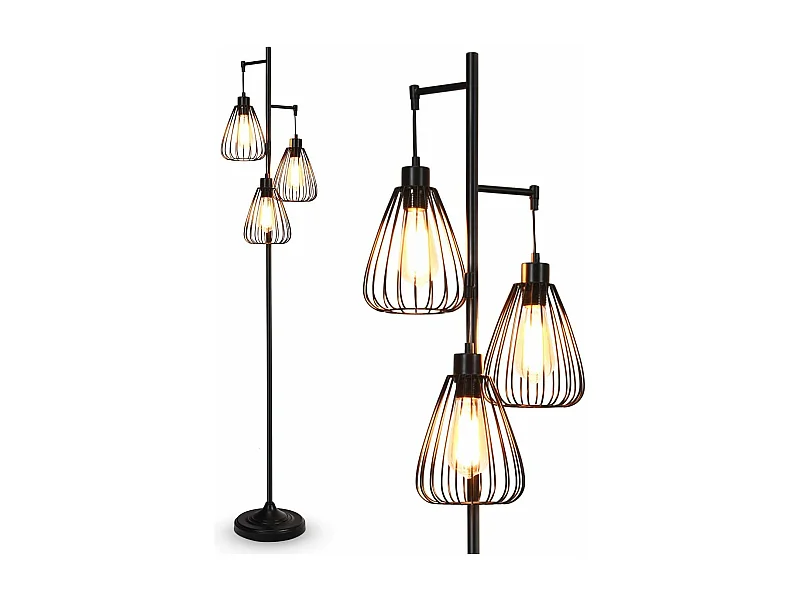 Lampadaire style industriel 170x25cm,193cm câble e27 (ampoule non incluse)