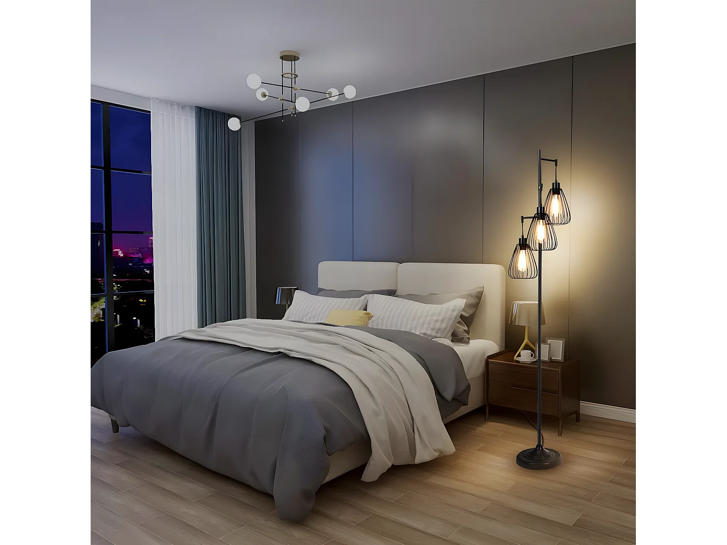 Lampadaire style industriel 170x25cm,193cm câble e27 (ampoule non incluse)