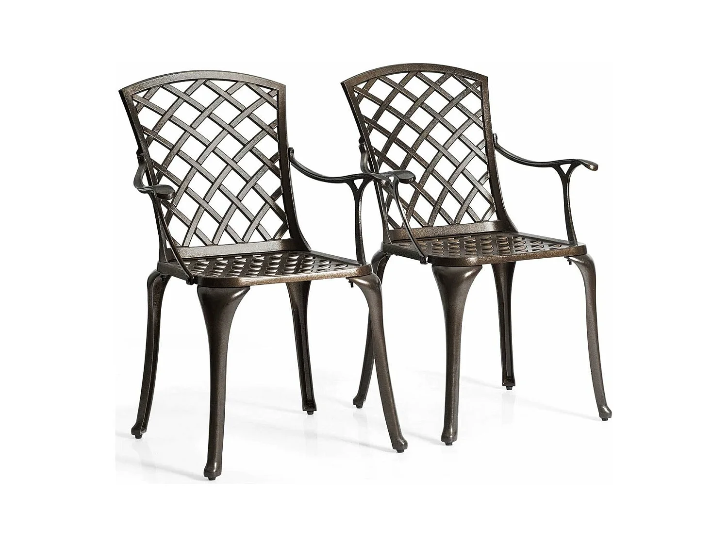 Lot de 2 chaises de salle à manger polyvalentes en fonte d'aluminium dossier/assise ajourés
