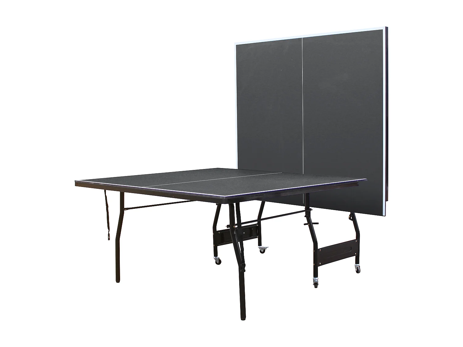 Zusammenklappbare Tischtennisplatte mit Rollen für den Innenbereich mit Zubehör - Anthrazitgrau - 274 x 152,5 x 76 cm - GARRY