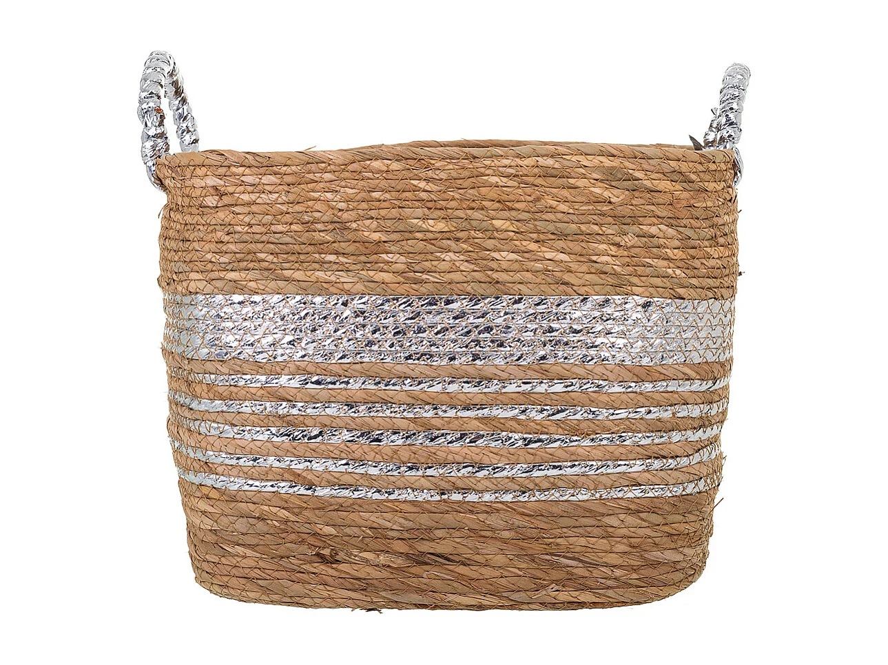 Navicella in fibra naturale foderata marrone 37x28x28h