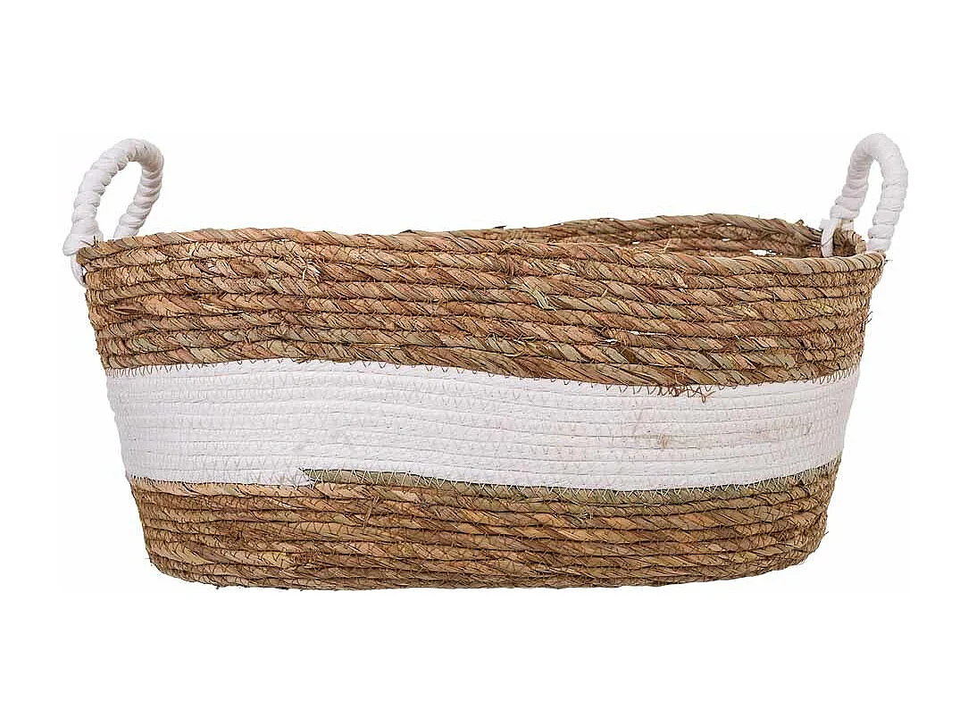 Navicella in fibra naturale marrone 47x35x20h