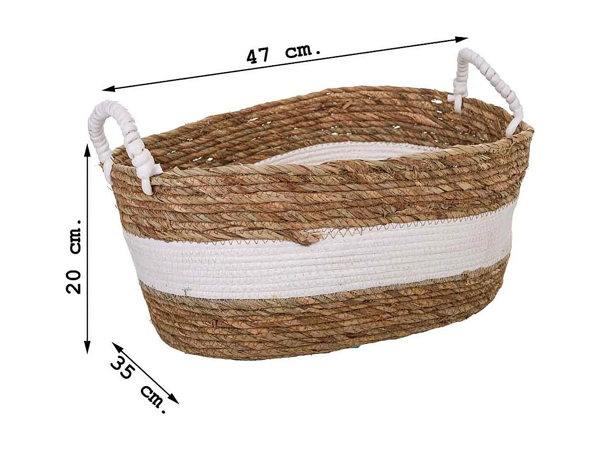 Navicella in fibra naturale marrone 47x35x20h