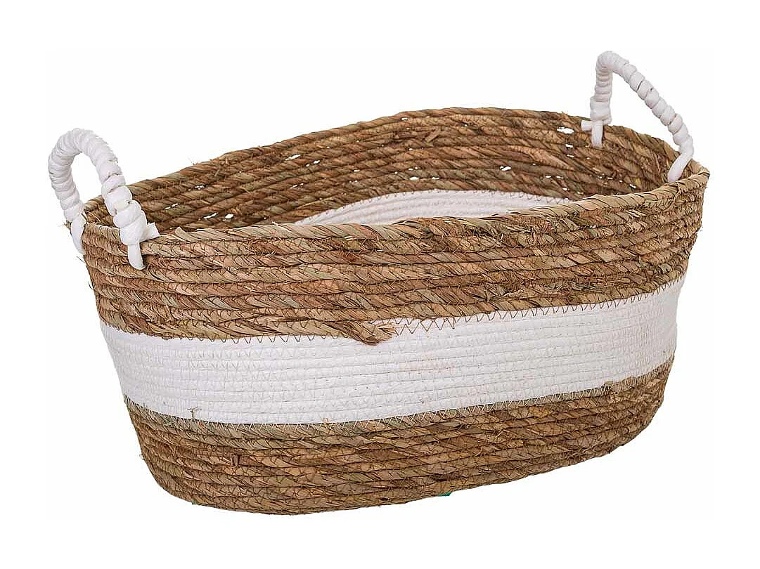 Alcofa de fibra natural marrom 47x35x20