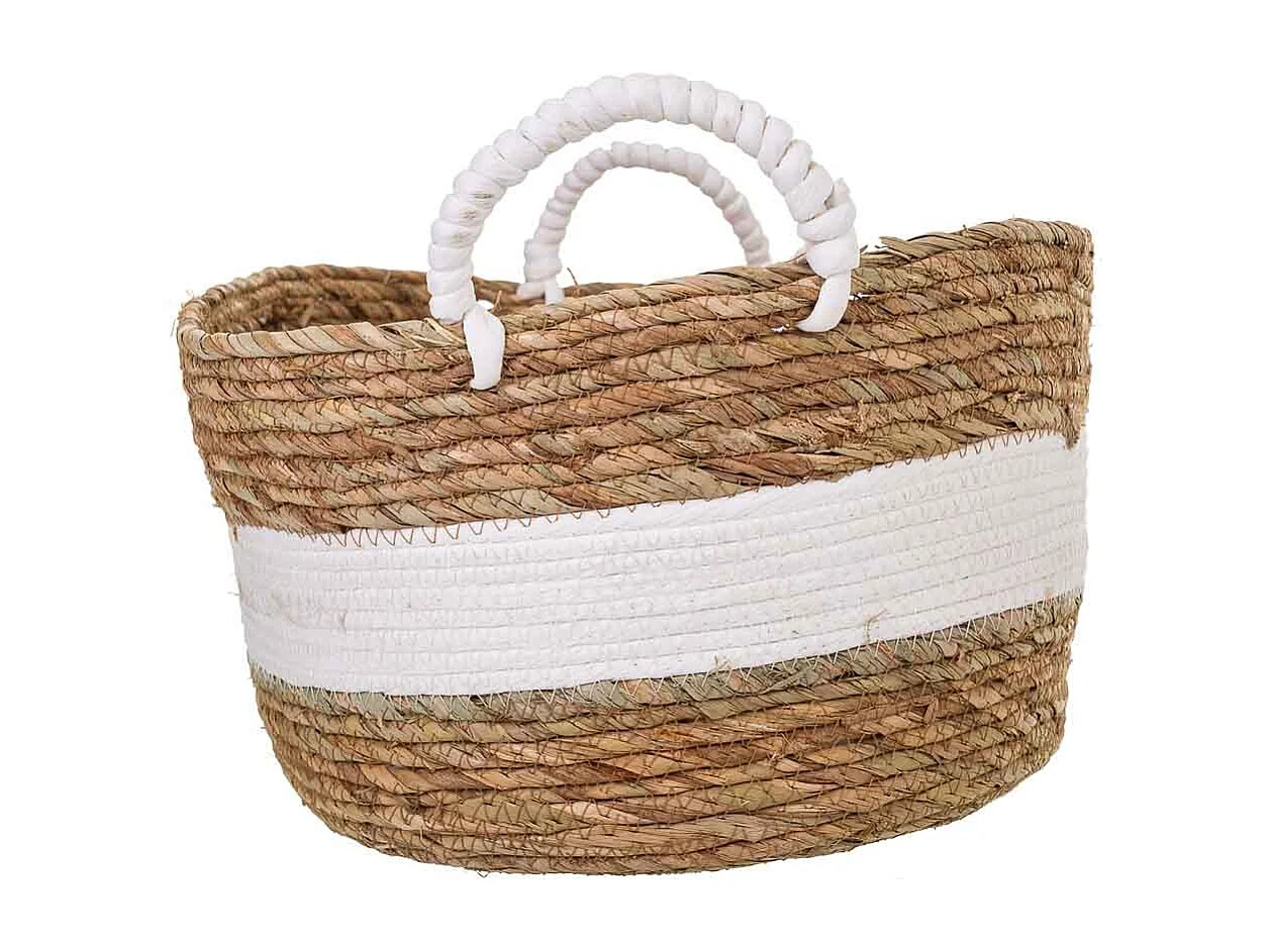 Alcofa de fibra natural marrom 47x35x20
