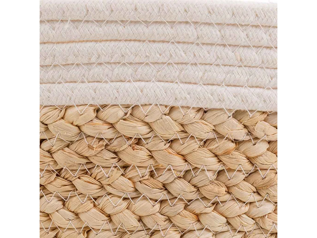 Cesto de corda trançada branca 36x26x16