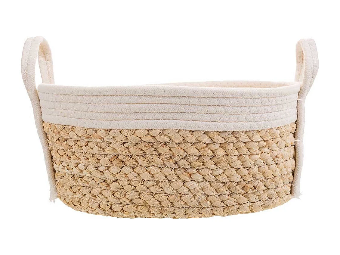 Cesto in corda intrecciata bianca 36x26x16h