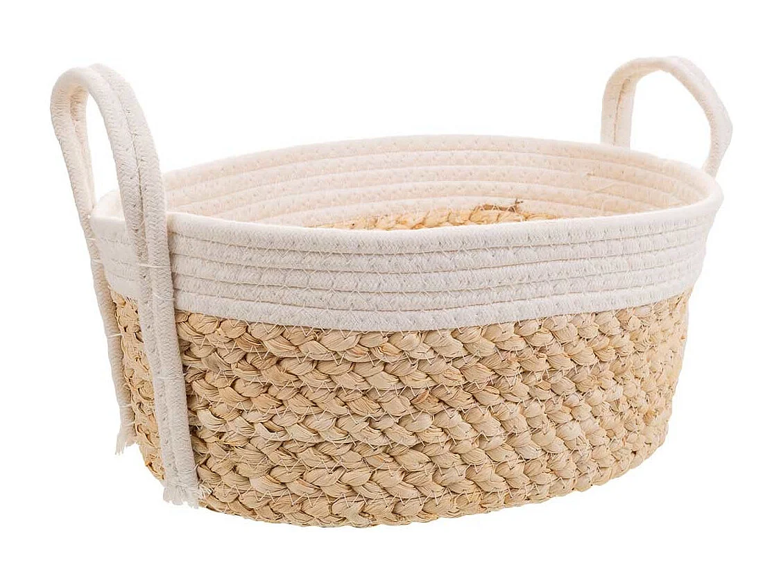 Cesto in corda intrecciata bianca 36x26x16h