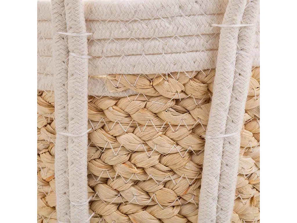 Cesto in corda intrecciata bianca 36x26x16h