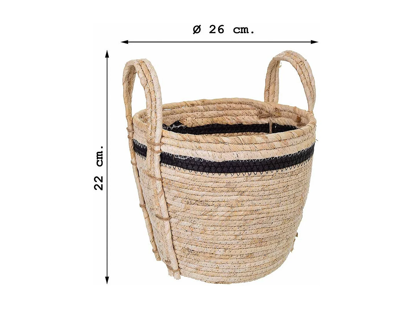 Navicella in fibra naturale marrone 26x26x22h