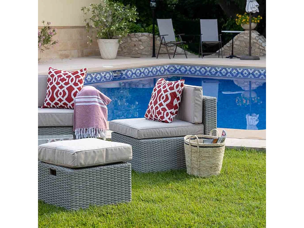 Alcofa de fibra natural marrom 36x36x30