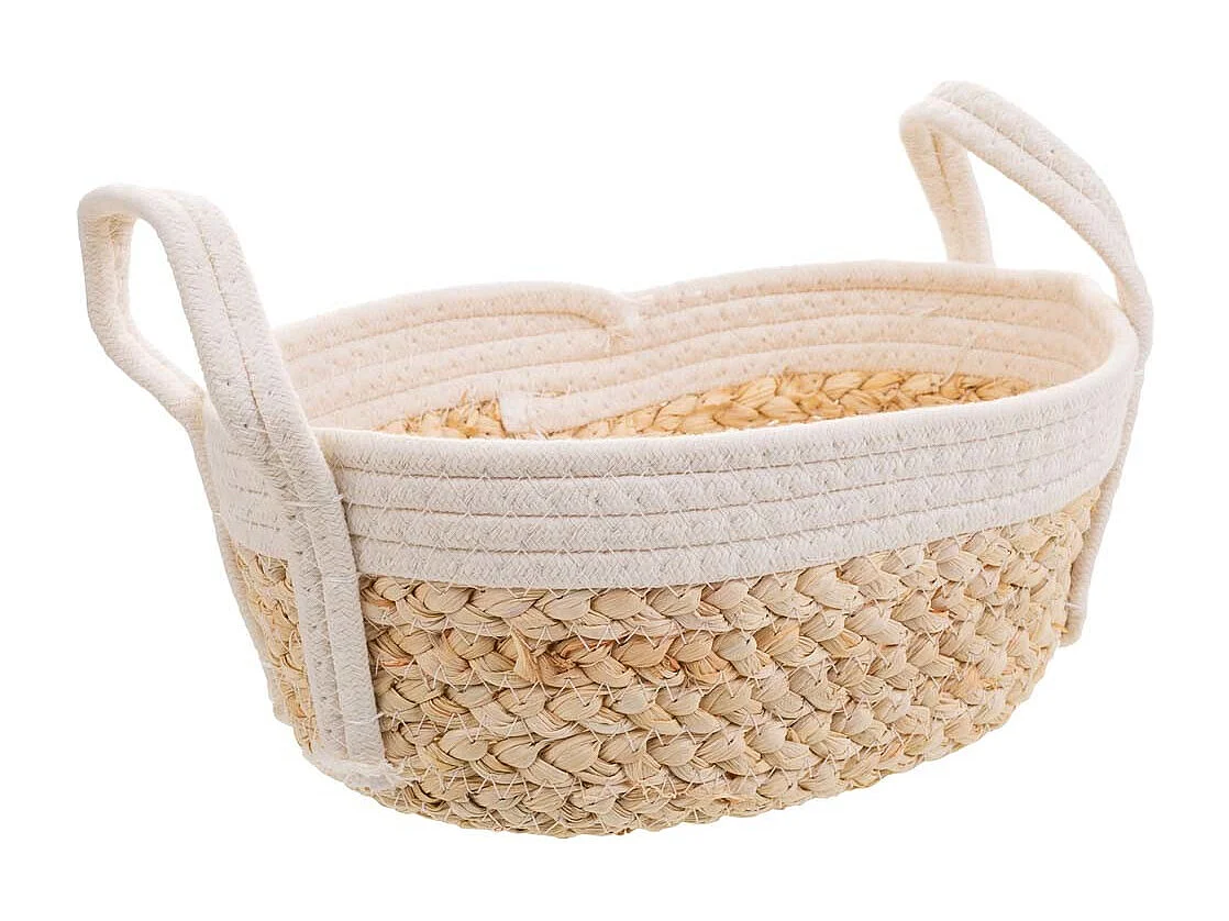 Cesto in corda intrecciata bianca 32x21x12h