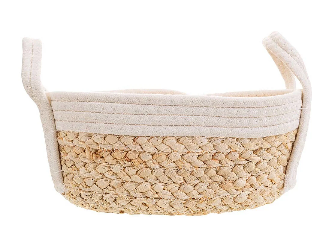 Cesto in corda intrecciata bianca 32x21x12h