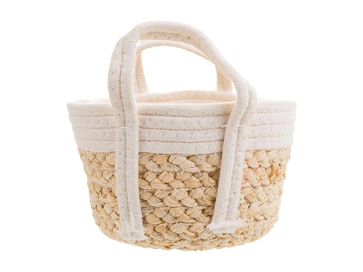 Cesto in corda intrecciata bianca 32x21x12h