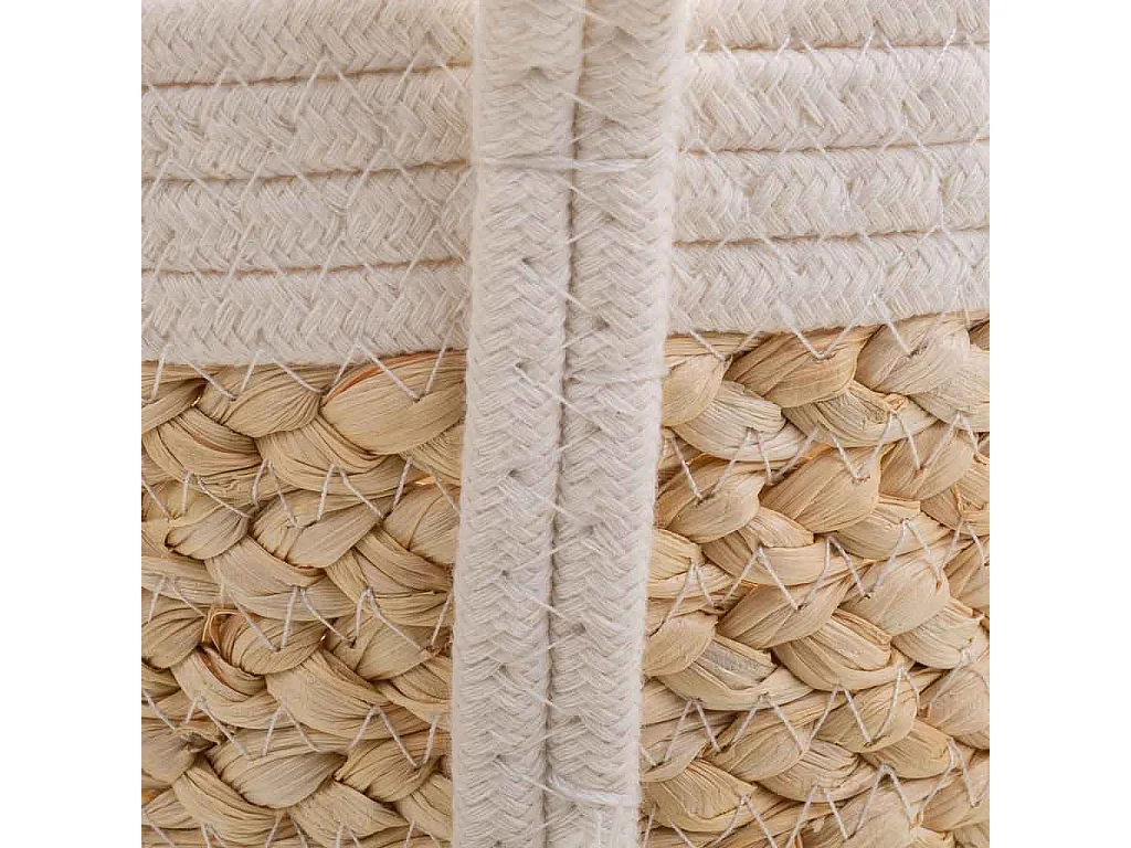 Cesto in corda intrecciata bianca 32x21x12h