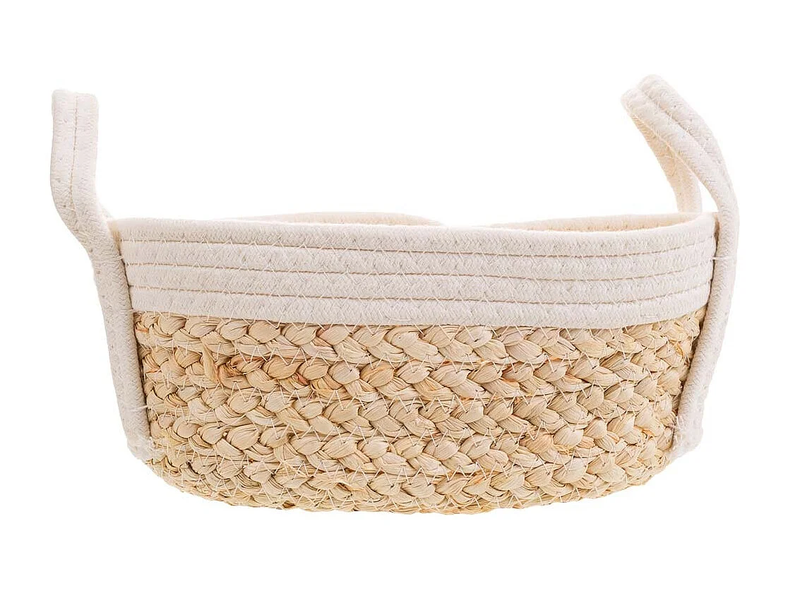 Cesto in corda intrecciata bianca 32x21x12h