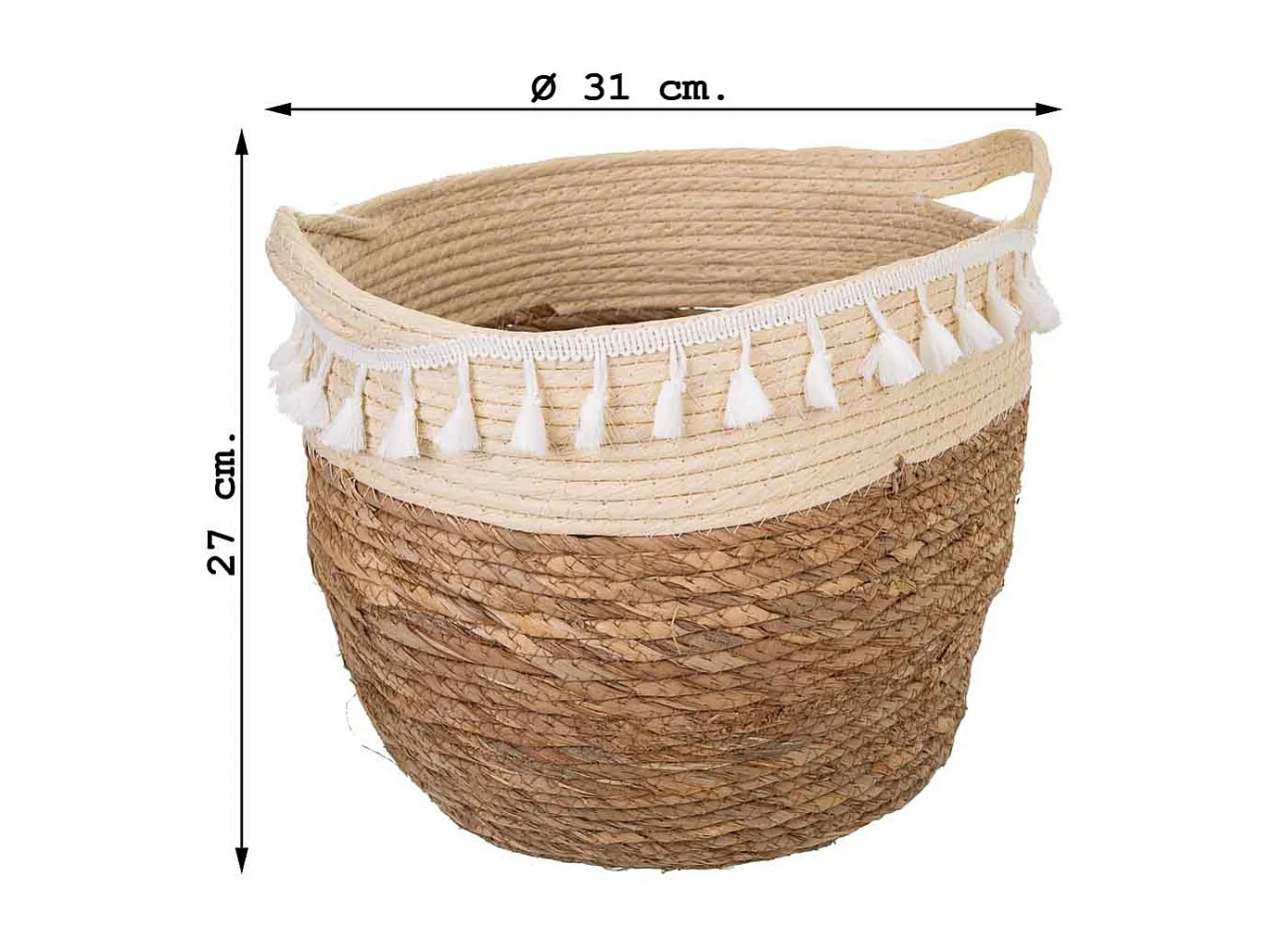 Alcofa de fibra natural marrom 31x31x27