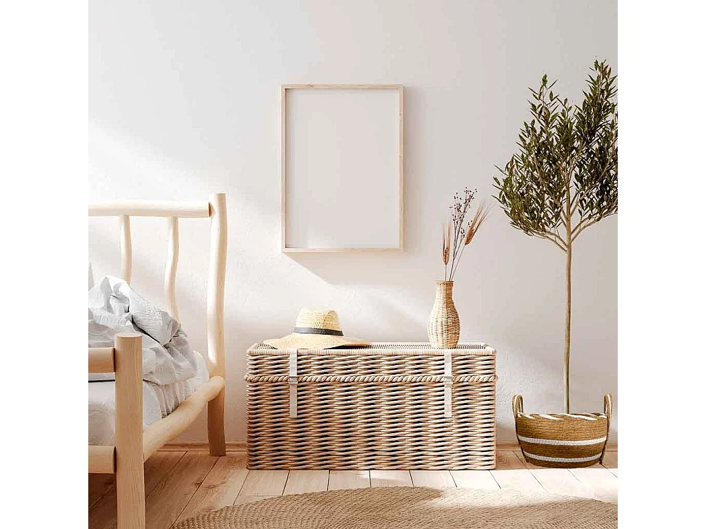 Navicella in fibra naturale intrecciata a mano marrone 30x18x26h