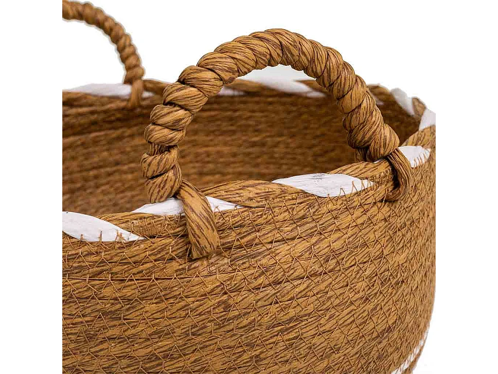 Navicella in fibra naturale intrecciata a mano marrone 30x18x26h