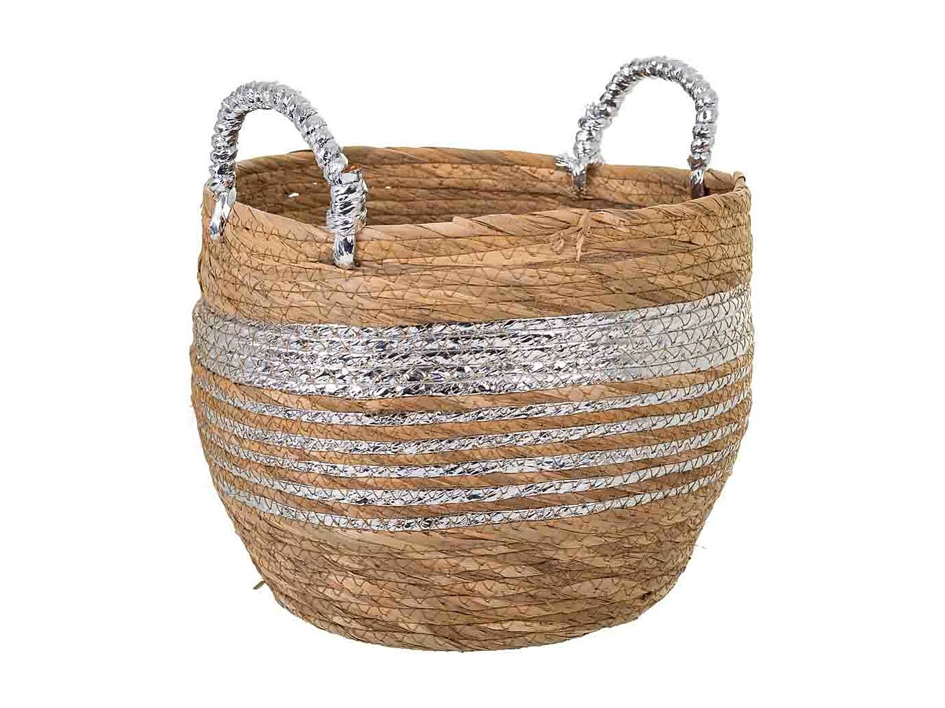 Navicella in fibra naturale marrone 28x28x24h