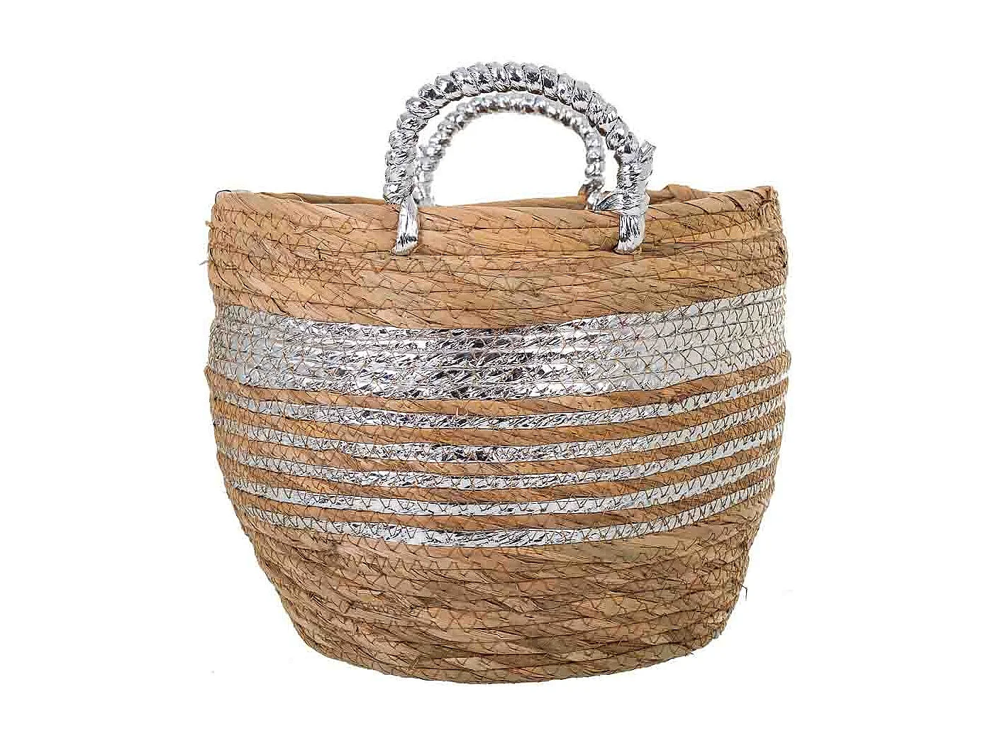 Navicella in fibra naturale marrone 28x28x24h