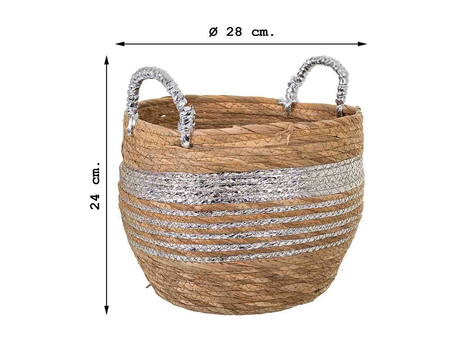 Navicella in fibra naturale marrone 28x28x24h