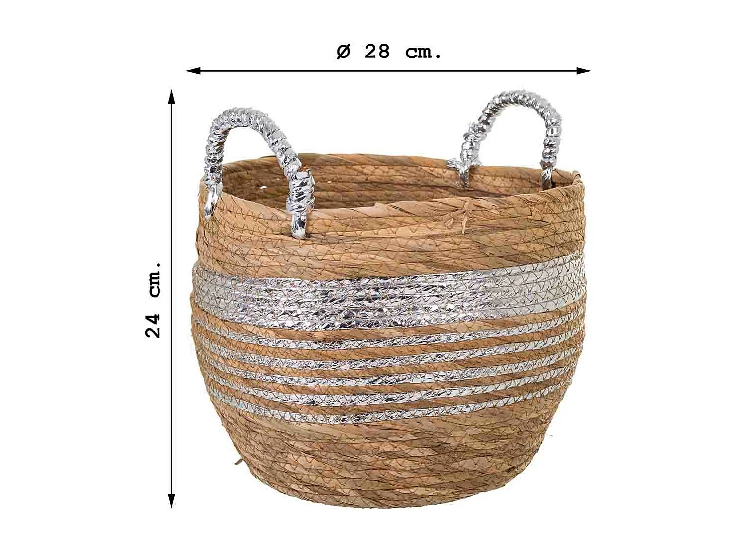 Navicella in fibra naturale marrone 28x28x24h