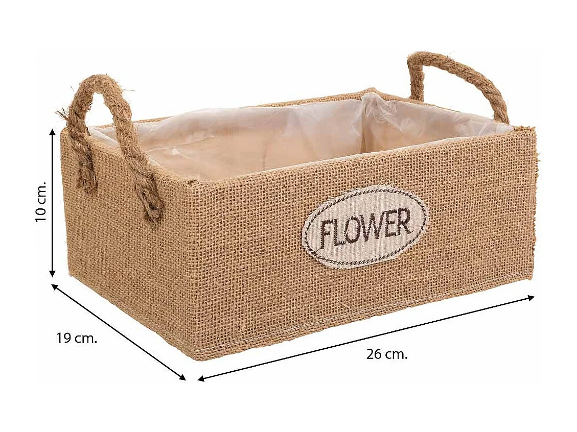 Panier en fil de tissu marron 26x19x10h