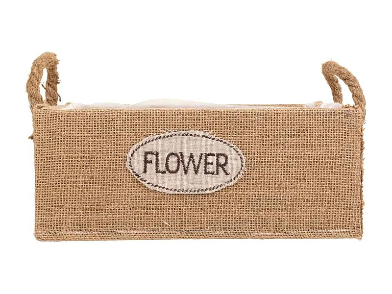 Cesto de fio em tecido castanho 26x19x10