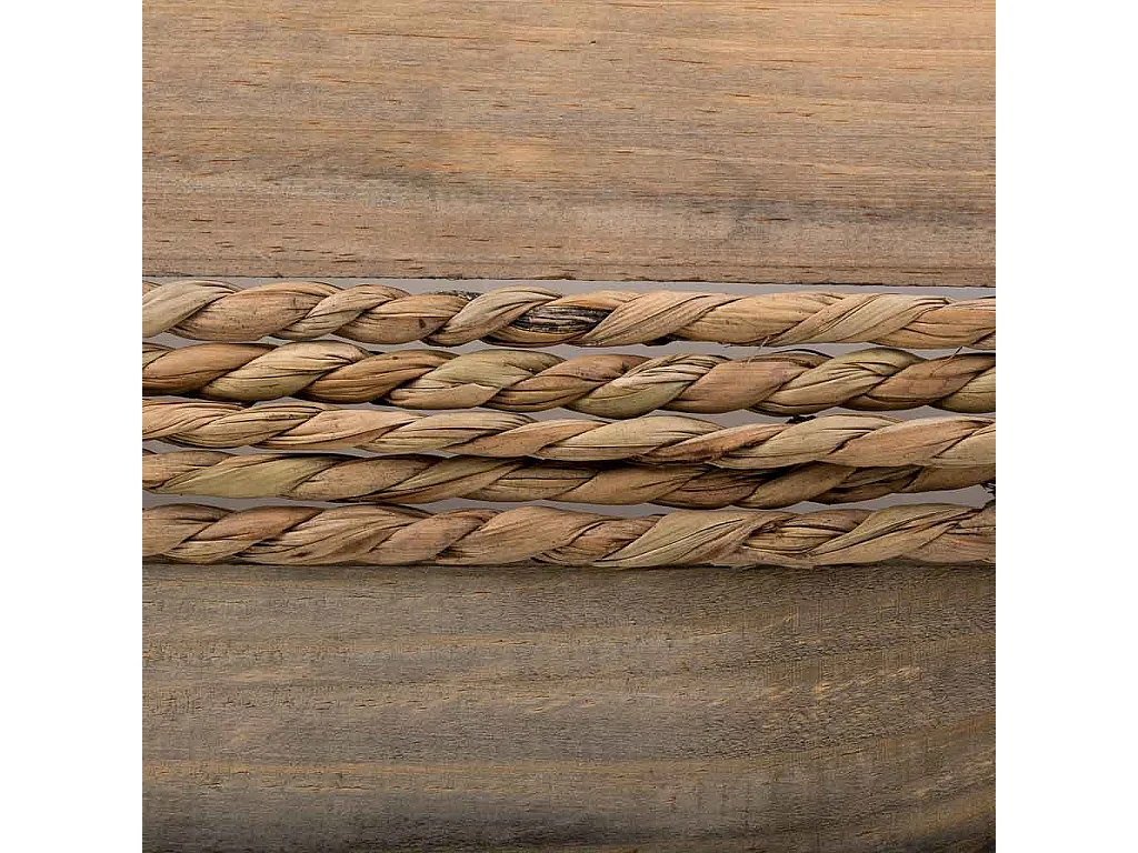 Cesto de madera y cuerda con asas marrón 33x23x15