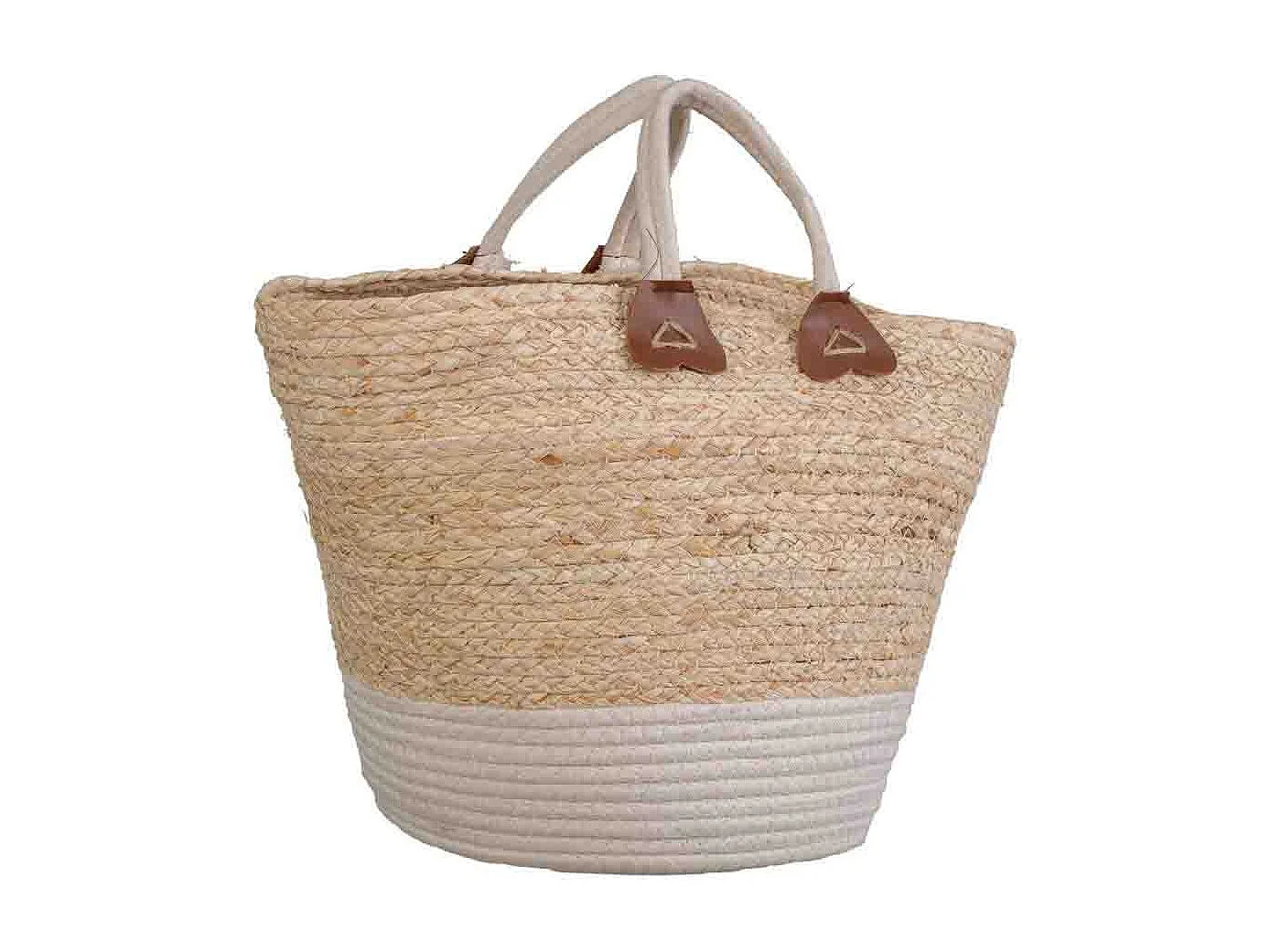Navicella in fibra naturale intrecciata a mano marrone 33x33x29/40h