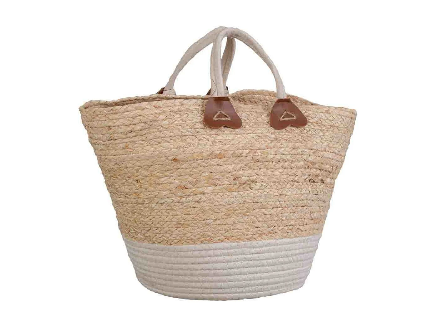 Navicella in fibra naturale intrecciata a mano marrone 33x33x29/40h