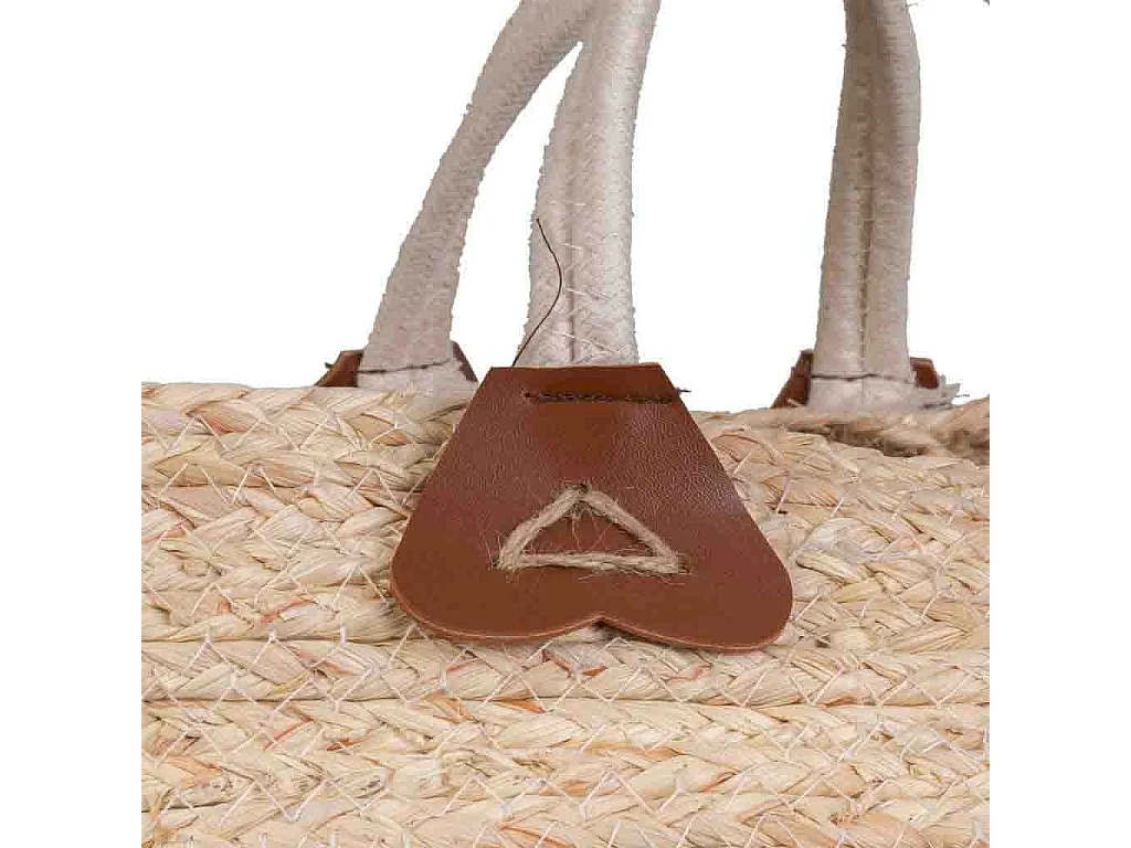 Navicella in fibra naturale intrecciata a mano marrone 33x33x29/40h