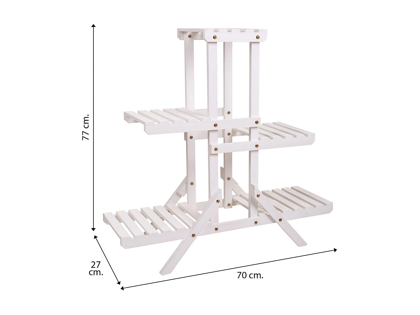 Estantería expositor de madera blanca 70x27x77
