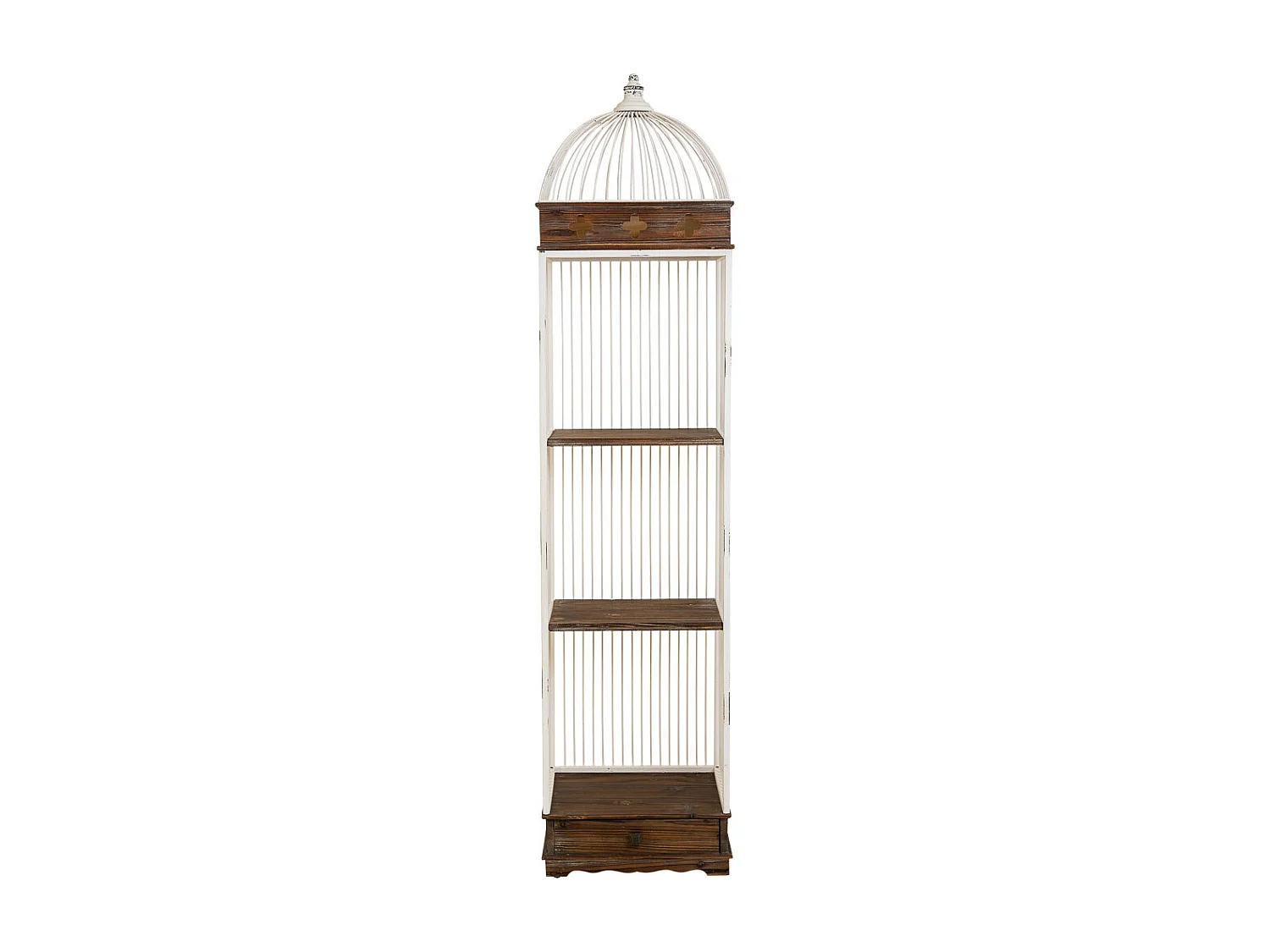 Estante, madeira+metal, 3 prateleiras e 1 gaveta branca 41x31x172h cm