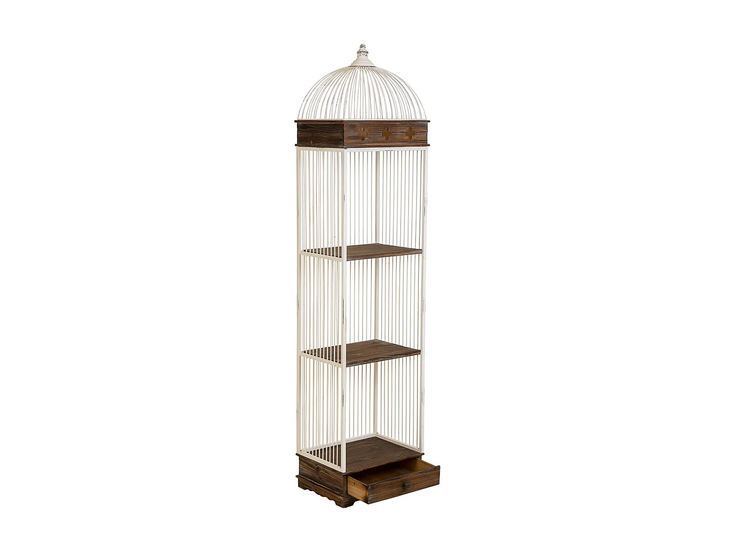 Estante, madeira+metal, 3 prateleiras e 1 gaveta branca 41x31x172h cm