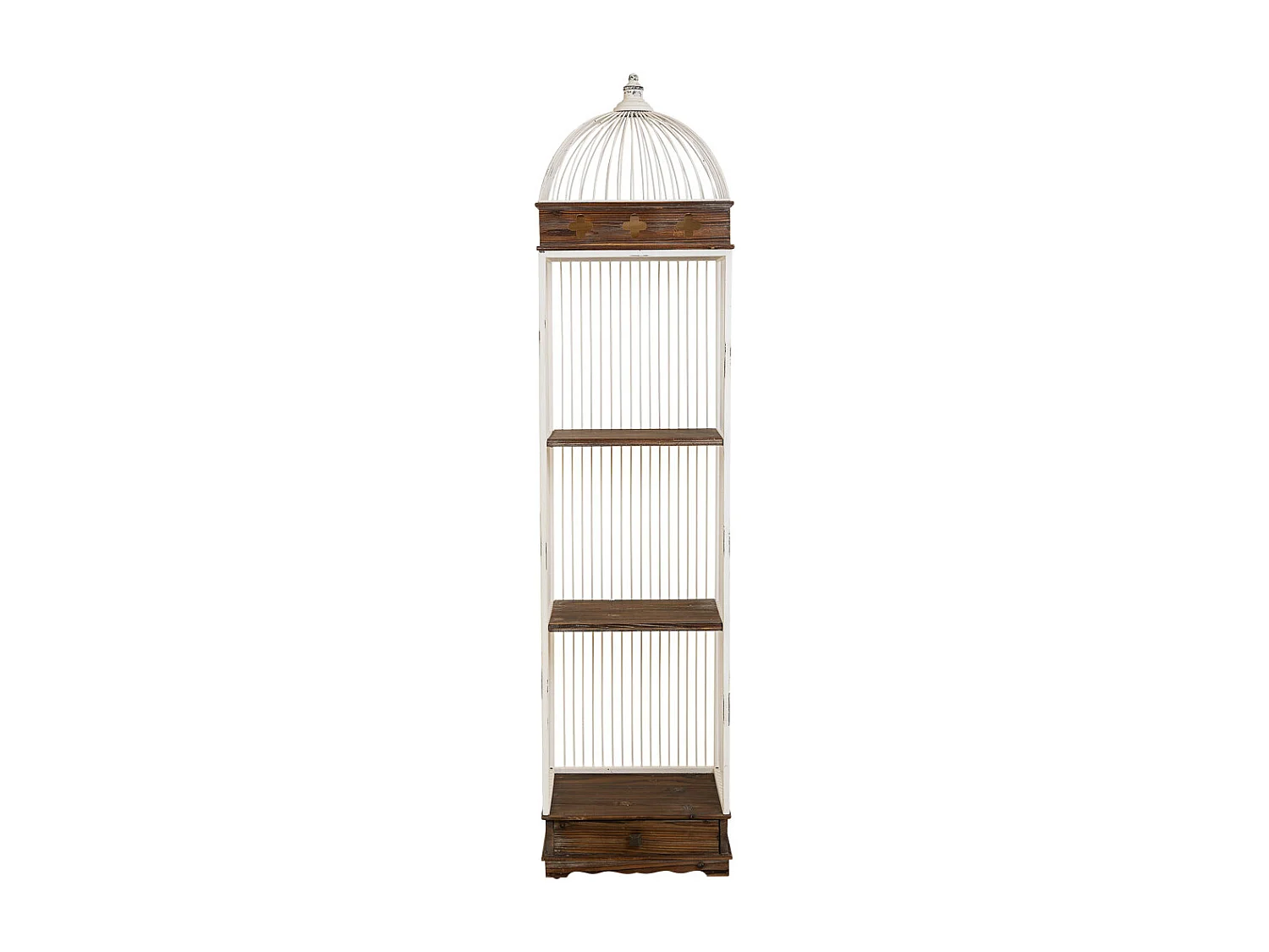 Estante, madeira+metal, 3 prateleiras e 1 gaveta branca 41x31x172h cm
