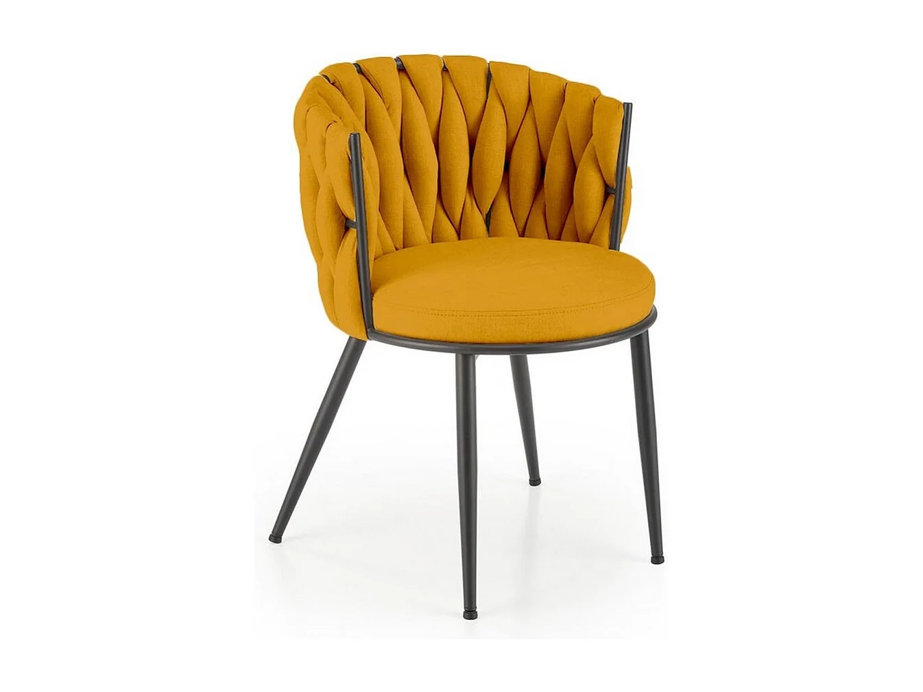 Silla de diseño en tejido amarillo mostaza con estructura de metal negro Closer