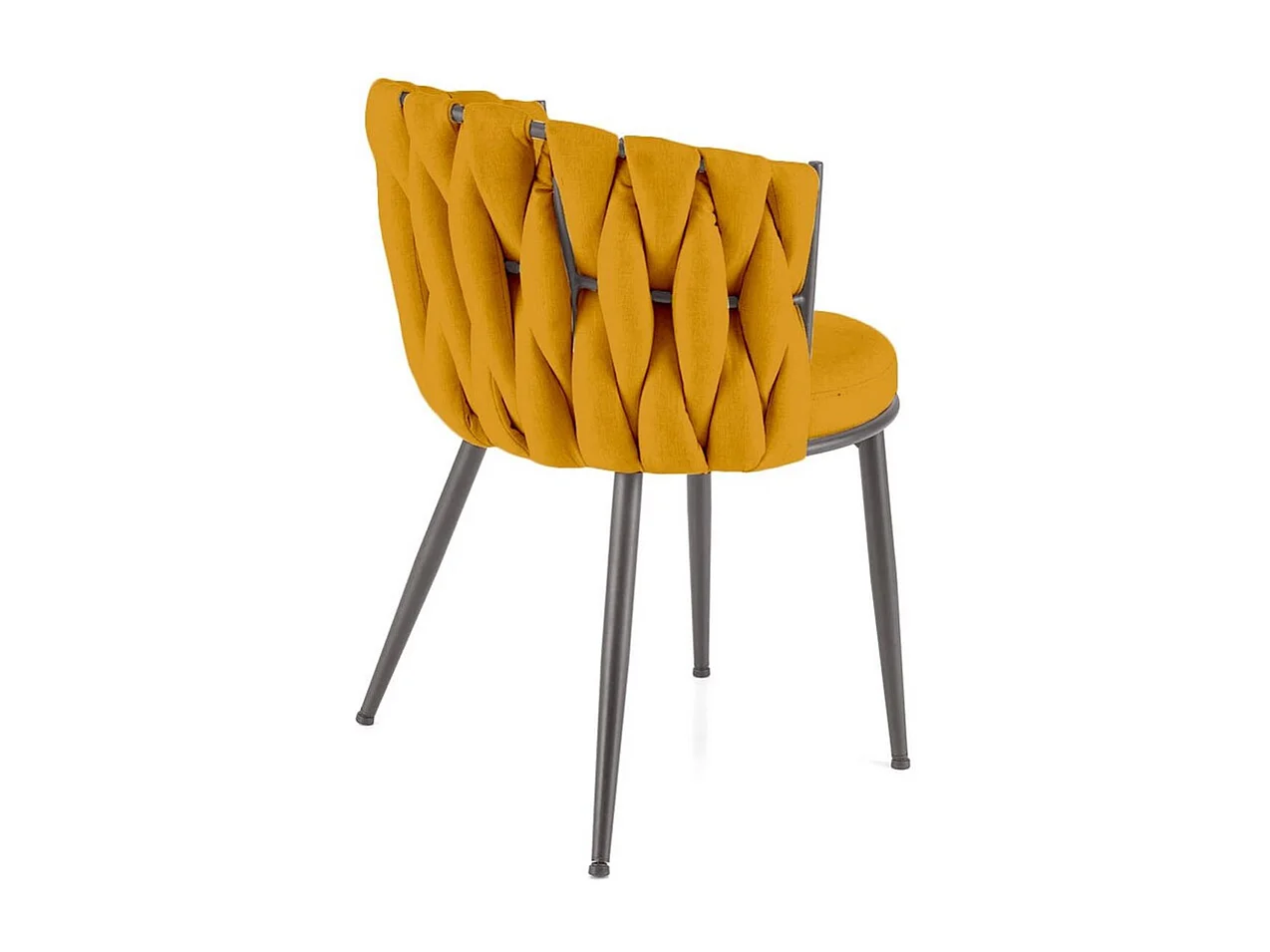 Silla de diseño en tejido amarillo mostaza con estructura de metal negro Closer