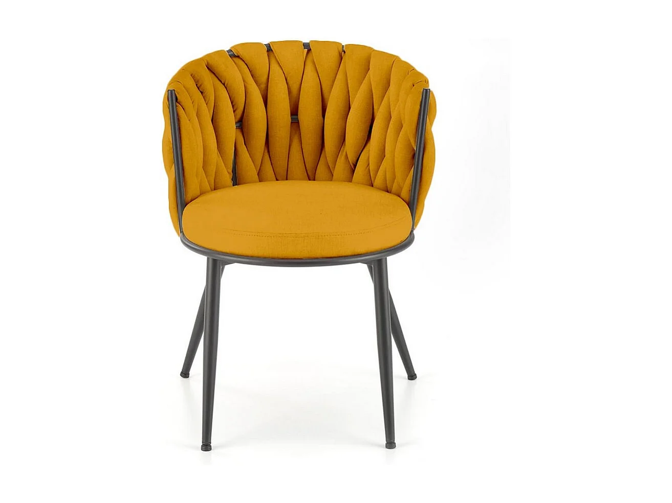 Silla de diseño en tejido amarillo mostaza con estructura de metal negro Closer