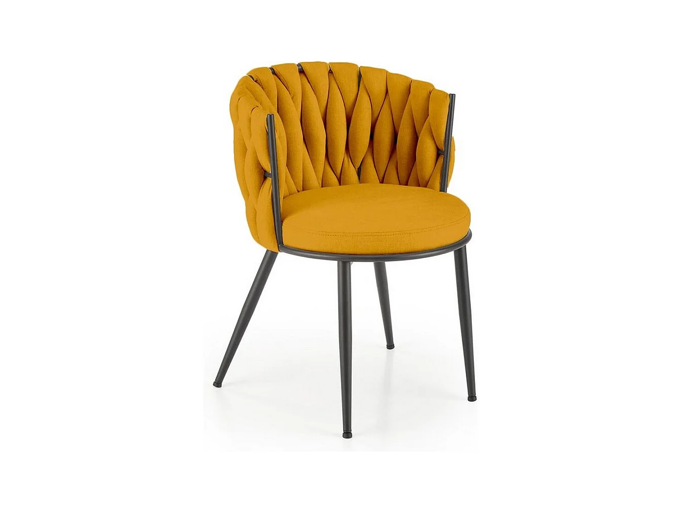 Chaise design en tissu jaune moutarde avec structure en métal noir Closer