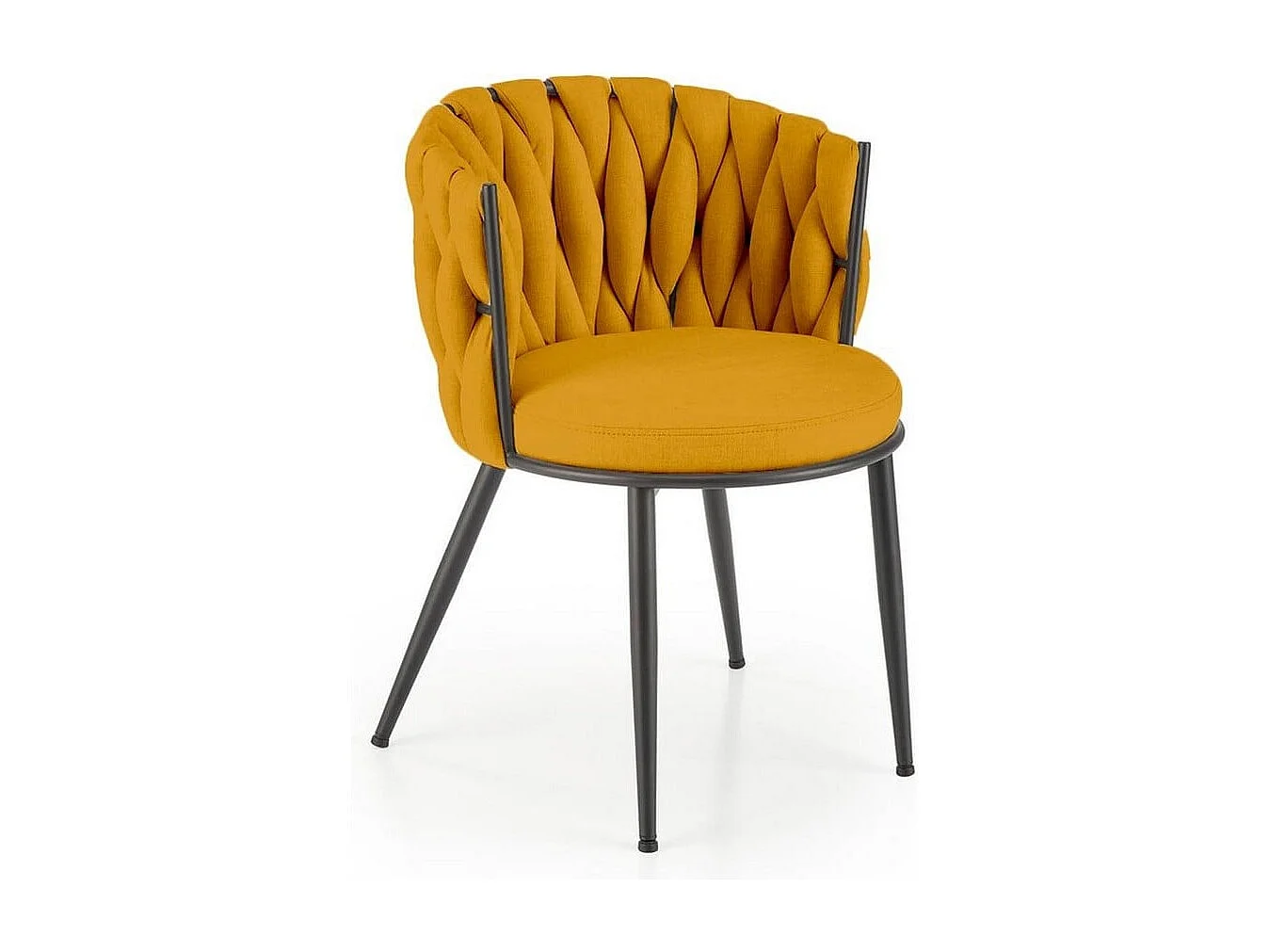 Chaise design en tissu jaune moutarde avec structure en métal noir Closer