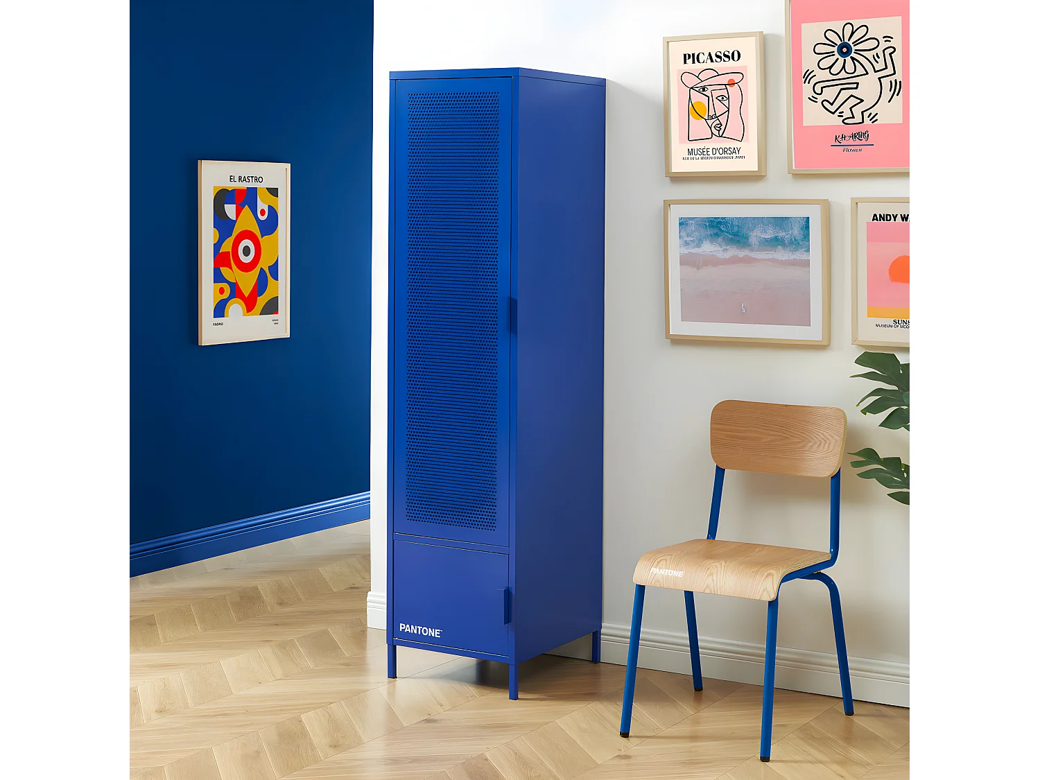 Nino - Colonne de rangement 2 portes en métal PANTONE H180cm - Bleu électrique