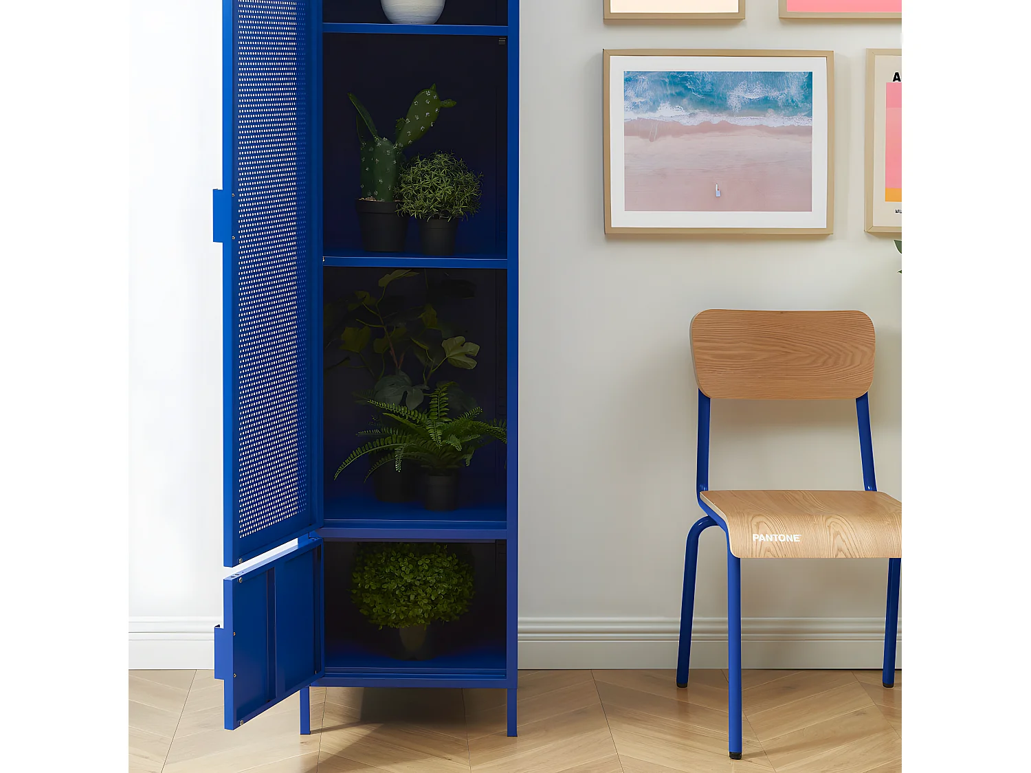 Nino - Colonne de rangement 2 portes en métal PANTONE H180cm - Bleu électrique